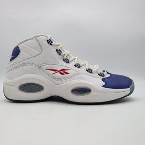 Reebok Classics Question Mid Men's 13 
 White Blue Basketball Sneakers GX0227